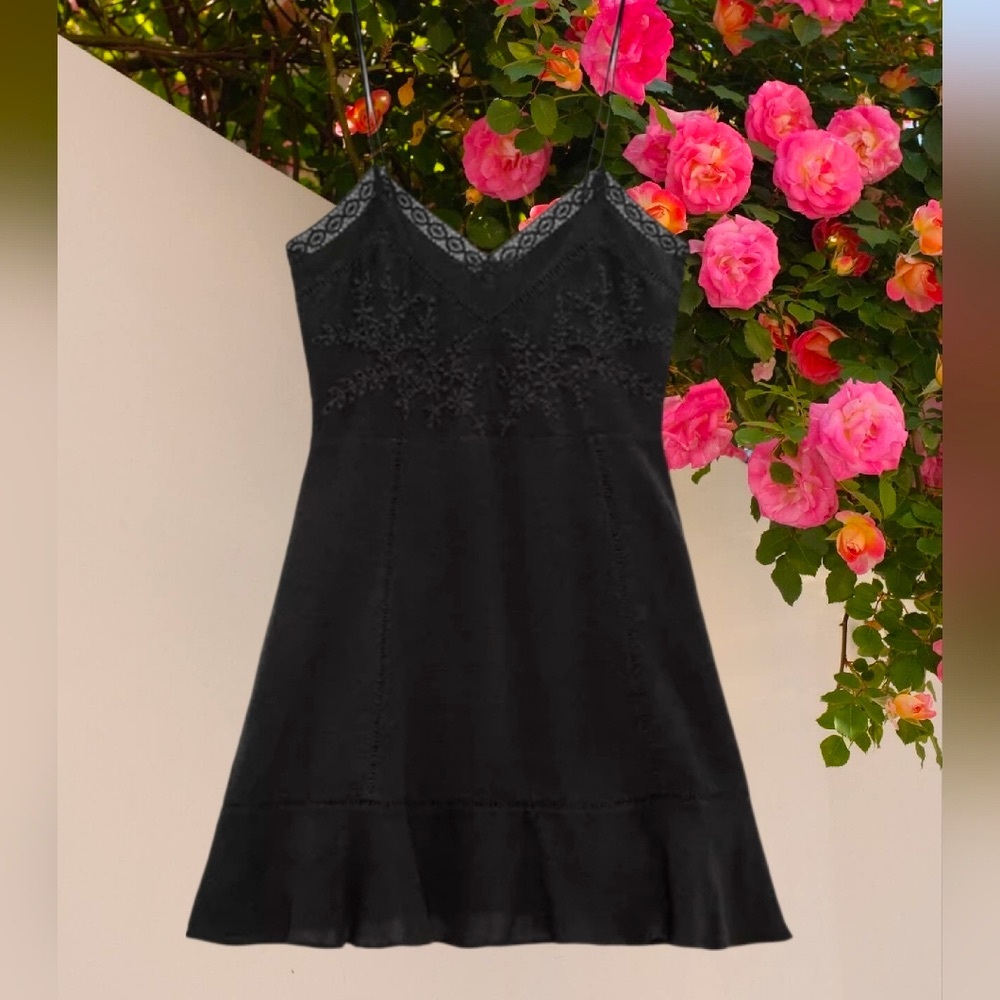 Zara Black Lace-Trim Mini Dress